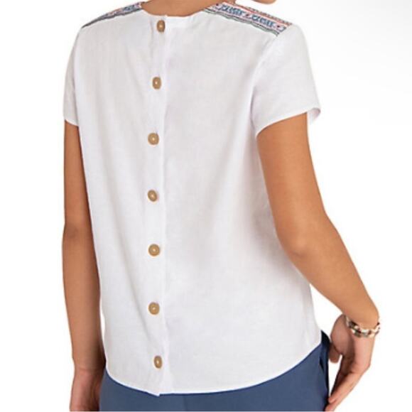 NWT Sherpa Kiran Embroidery Button Back Top Hemp Tencel - Picture 2 of 9